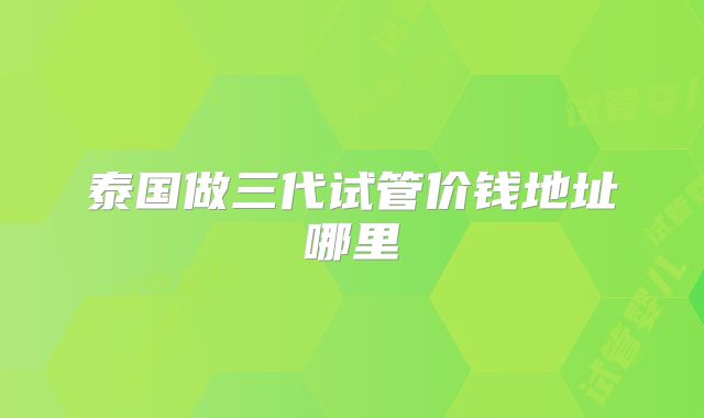 泰国做三代试管价钱地址哪里