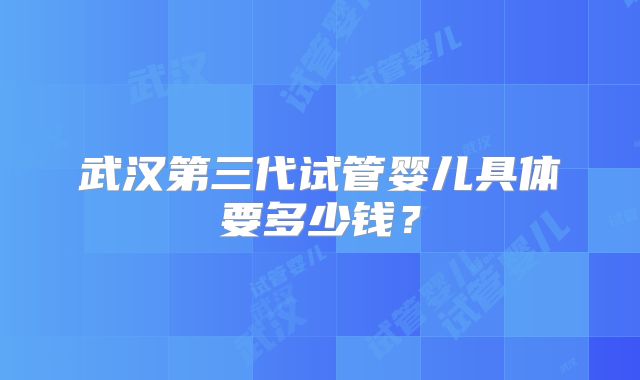 武汉第三代试管婴儿具体要多少钱？