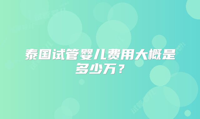 泰国试管婴儿费用大概是多少万？