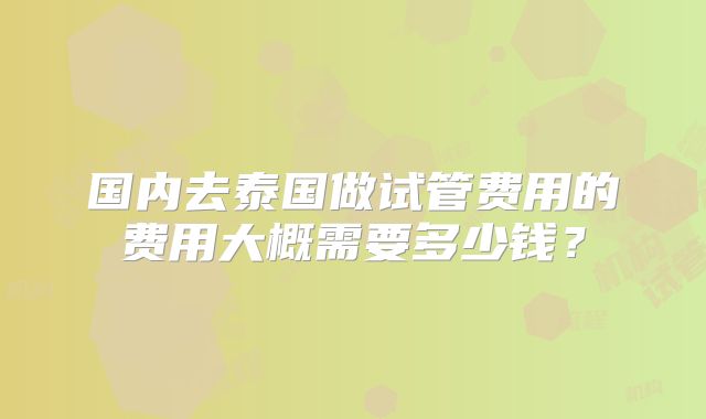 国内去泰国做试管费用的费用大概需要多少钱?