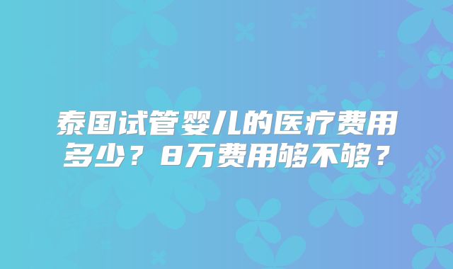 泰国试管婴儿的医疗费用多少？8万费用够不够？
