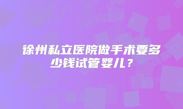 徐州私立医院做手术要多少钱试管婴儿？