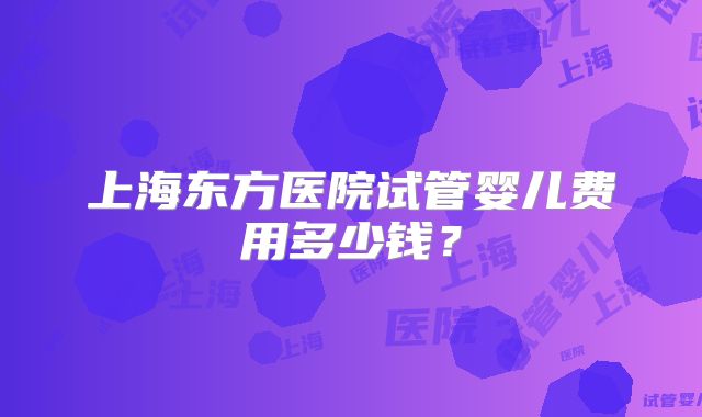 上海东方医院试管婴儿费用多少钱？
