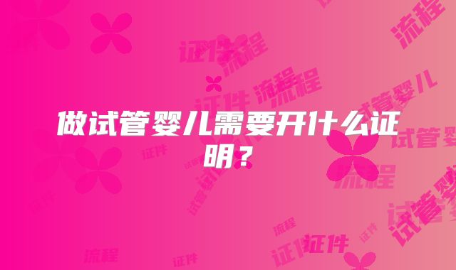 做试管婴儿需要开什么证明?