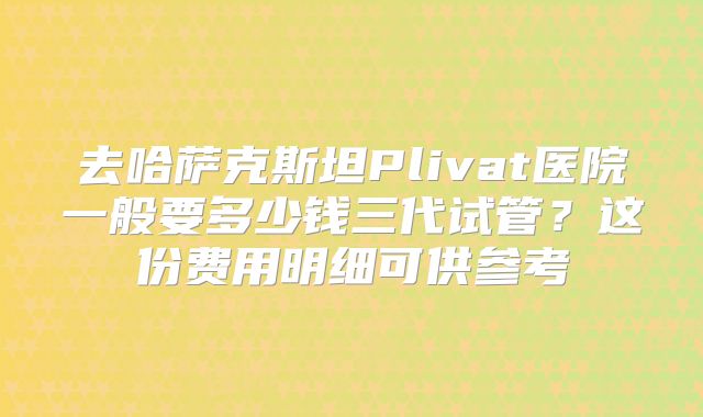 去哈萨克斯坦Plivat医院一般要多少钱三代试管?这份费用明细可供参考