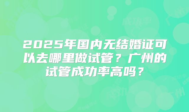 2025年国内无结婚证可以去哪里做试管?广州的试管成功率高吗?