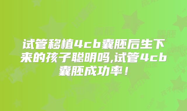 试管移植4cb囊胚后生下来的孩子聪明吗,试管4cb囊胚成功率！