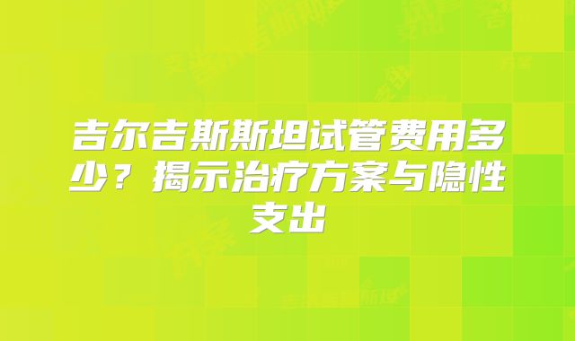 吉尔吉斯斯坦试管费用多少？揭示治疗方案与隐性支出