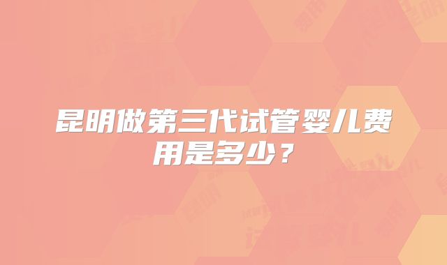昆明做第三代试管婴儿费用是多少?