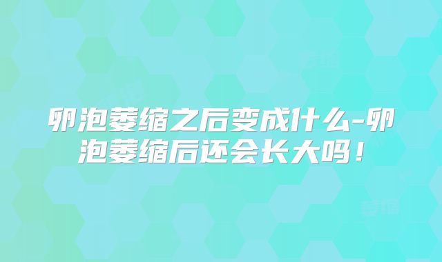 卵泡萎缩之后变成什么-卵泡萎缩后还会长大吗！