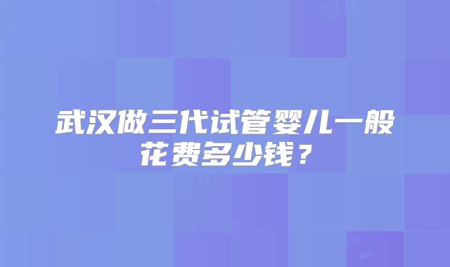 武汉做三代试管婴儿一般花费多少钱？
