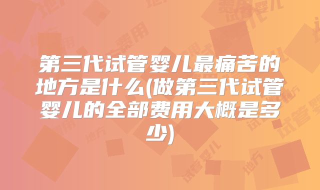 第三代试管婴儿最痛苦的地方是什么(做第三代试管婴儿的全部费用大概是多少)