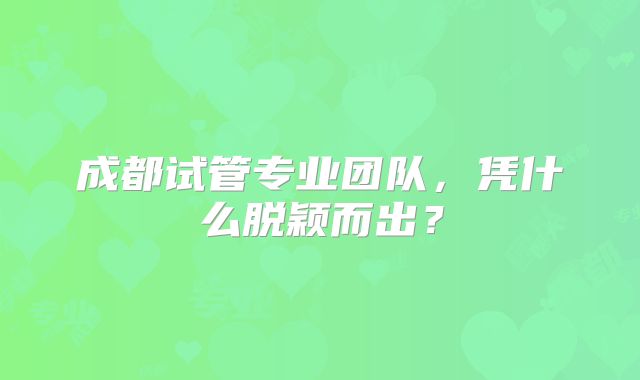 成都试管专业团队,凭什么脱颖而出?