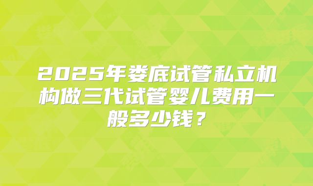 2025年娄底试管私立机构做三代试管婴儿费用一般多少钱？