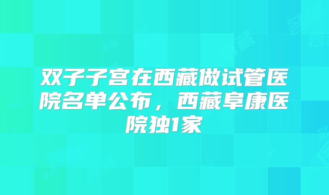 双子子宫在西藏做试管医院名单公布,西藏阜康医院独1家