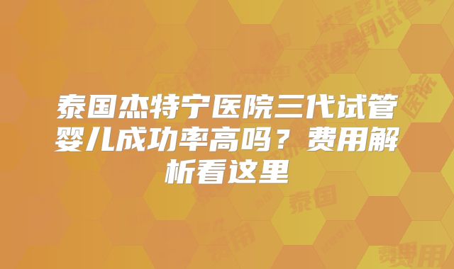 泰国杰特宁医院三代试管婴儿成功率高吗？费用解析看这里