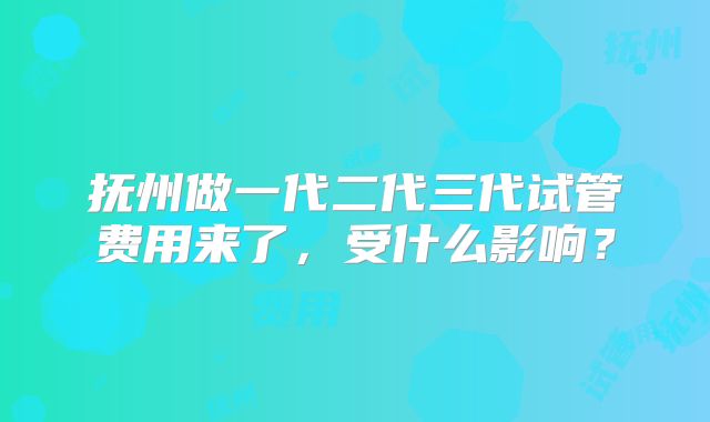 抚州做一代二代三代试管费用来了,受什么影响?