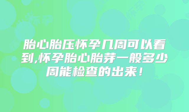 胎心胎压怀孕几周可以看到,怀孕胎心胎芽一般多少周能检查的出来！