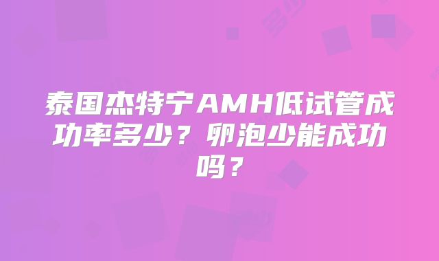 泰国杰特宁AMH低试管成功率多少？卵泡少能成功吗？