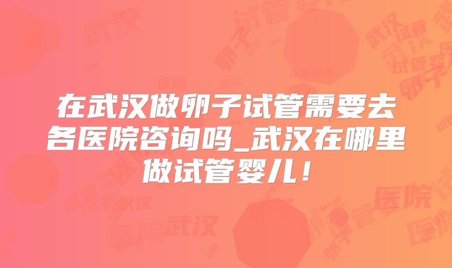 在武汉做卵子试管需要去各医院咨询吗_武汉在哪里做试管婴儿!