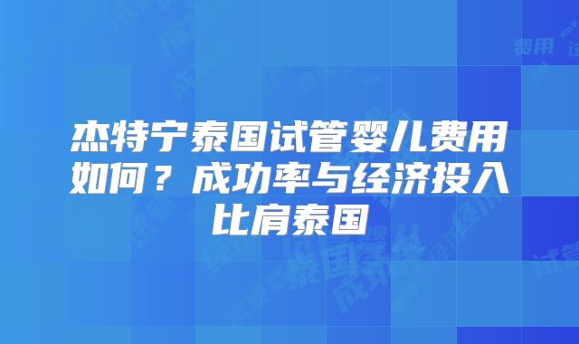 杰特宁泰国试管婴儿费用如何？成功率与经济投入比肩泰国