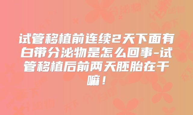 试管移植前连续2天下面有白带分泌物是怎么回事-试管移植后前两天胚胎在干嘛！
