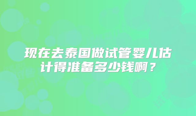 现在去泰国做试管婴儿估计得准备多少钱啊？