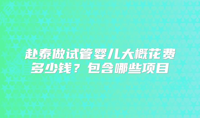 赴泰做试管婴儿大概花费多少钱?包含哪些项目