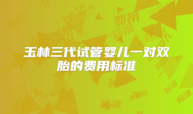 玉林三代试管婴儿一对双胎的费用标准