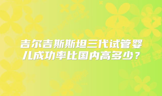 吉尔吉斯斯坦三代试管婴儿成功率比国内高多少?