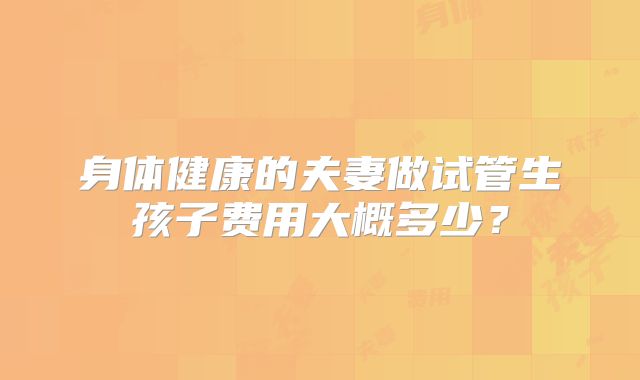 身体健康的夫妻做试管生孩子费用大概多少？