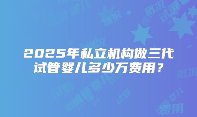 2025年私立机构做三代试管婴儿多少万费用？