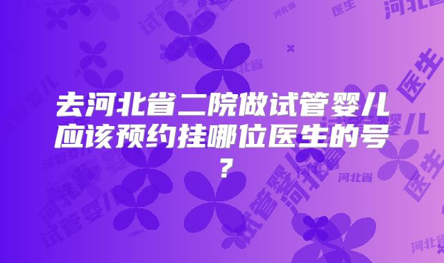 去河北省二院做试管婴儿应该预约挂哪位医生的号？