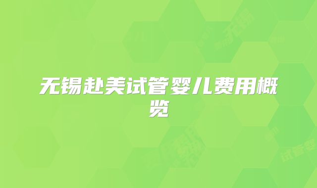 无锡赴美试管婴儿费用概览