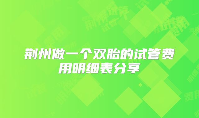 荆州做一个双胎的试管费用明细表分享