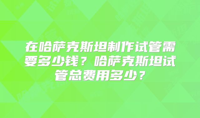 在哈萨克斯坦制作试管需要多少钱？哈萨克斯坦试管总费用多少？