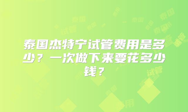 泰国杰特宁试管费用是多少？一次做下来要花多少钱？