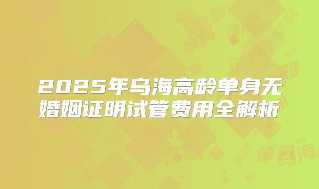 2025年乌海高龄单身无婚姻证明试管费用全解析