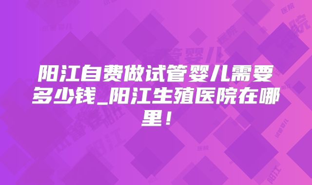 阳江自费做试管婴儿需要多少钱_阳江生殖医院在哪里！