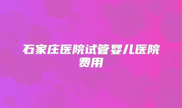 石家庄医院试管婴儿医院费用