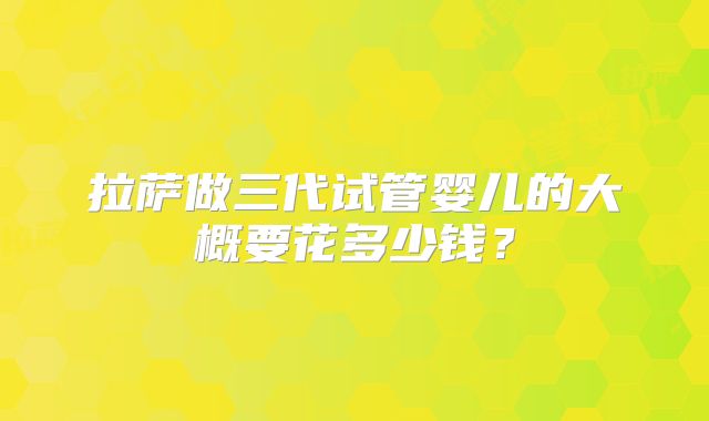 拉萨做三代试管婴儿的大概要花多少钱？