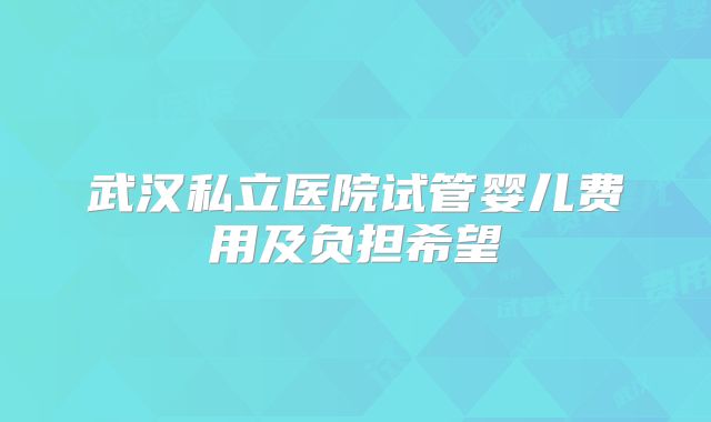 武汉私立医院试管婴儿费用及负担希望