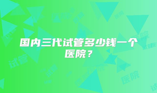 国内三代试管多少钱一个医院？