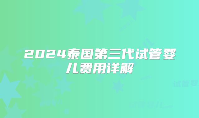 2024泰国第三代试管婴儿费用详解