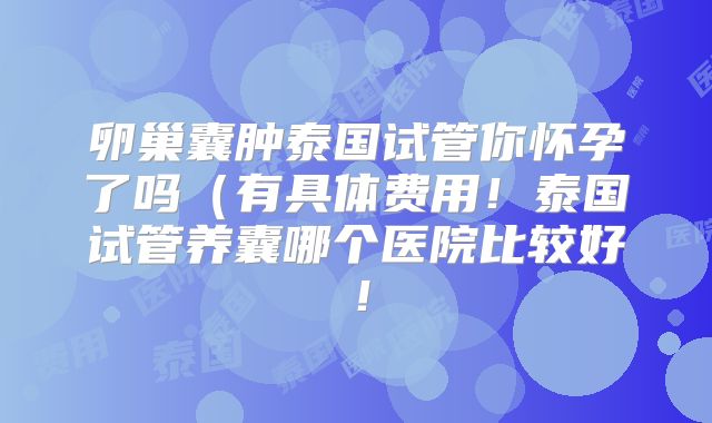 卵巢囊肿泰国试管你怀孕了吗(有具体费用!泰国试管养囊哪个医院比较好!