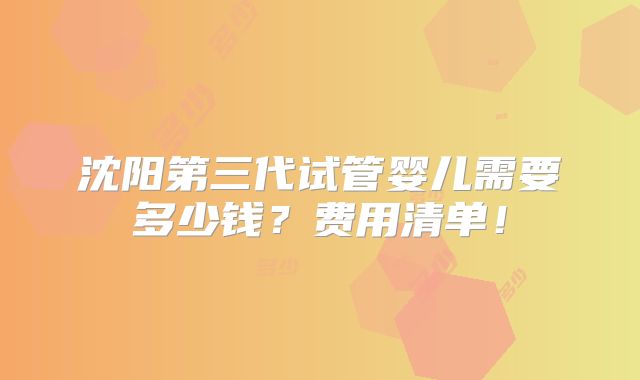 沈阳第三代试管婴儿需要多少钱？费用清单！