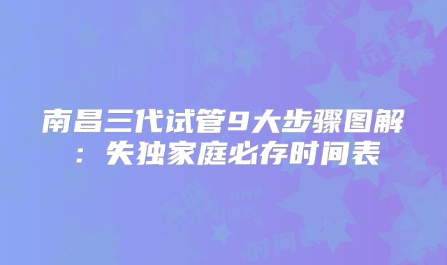 南昌三代试管9大步骤图解：失独家庭必存时间表