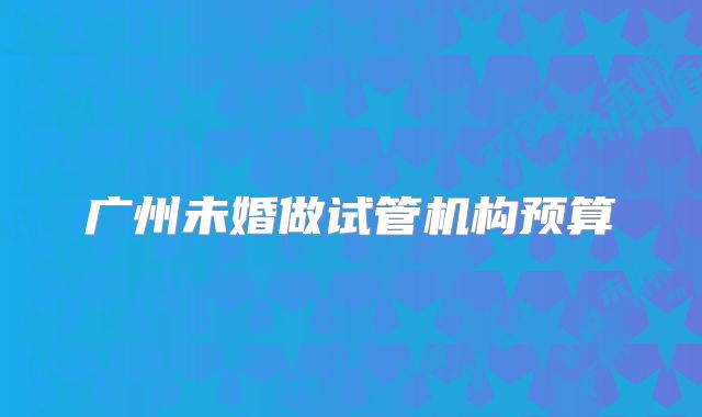 广州未婚做试管机构预算