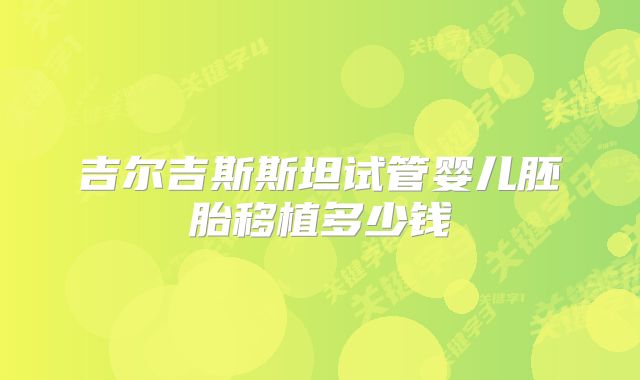 吉尔吉斯斯坦试管婴儿胚胎移植多少钱