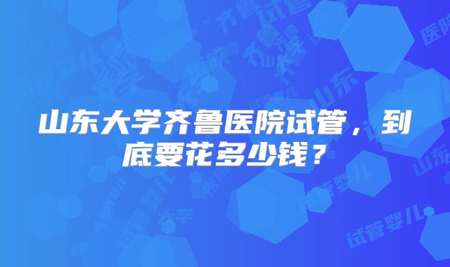 山东大学齐鲁医院试管，到底要花多少钱？